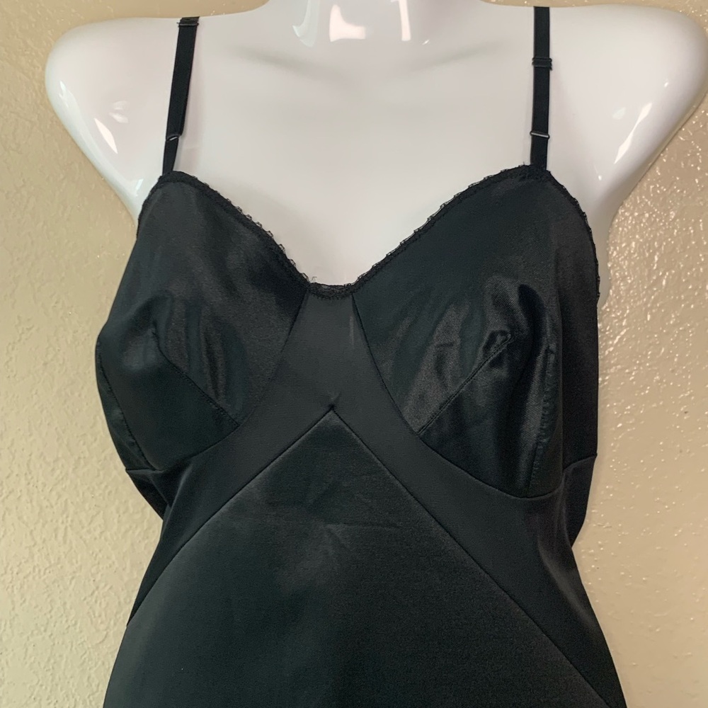Vintage Vanity Fair Black Tricot Whimsigoth Fairy Grunge Slip Dress Size 36